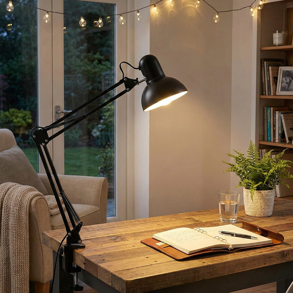 LED Tischlampe mit Gelenkarm – Klemmbefestigung, verstellbar, Metall