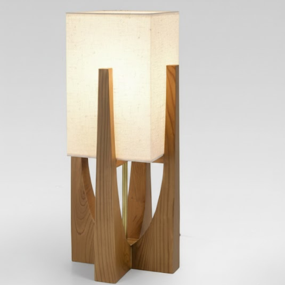 Modern Wooden Table Lamp with Fabric Shade – Minimalist Nordic Decorative Bedroom Light