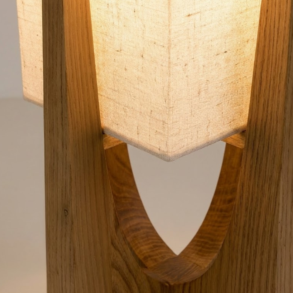Modern Wooden Table Lamp with Fabric Shade – Minimalist Nordic Decorative Bedroom Light
