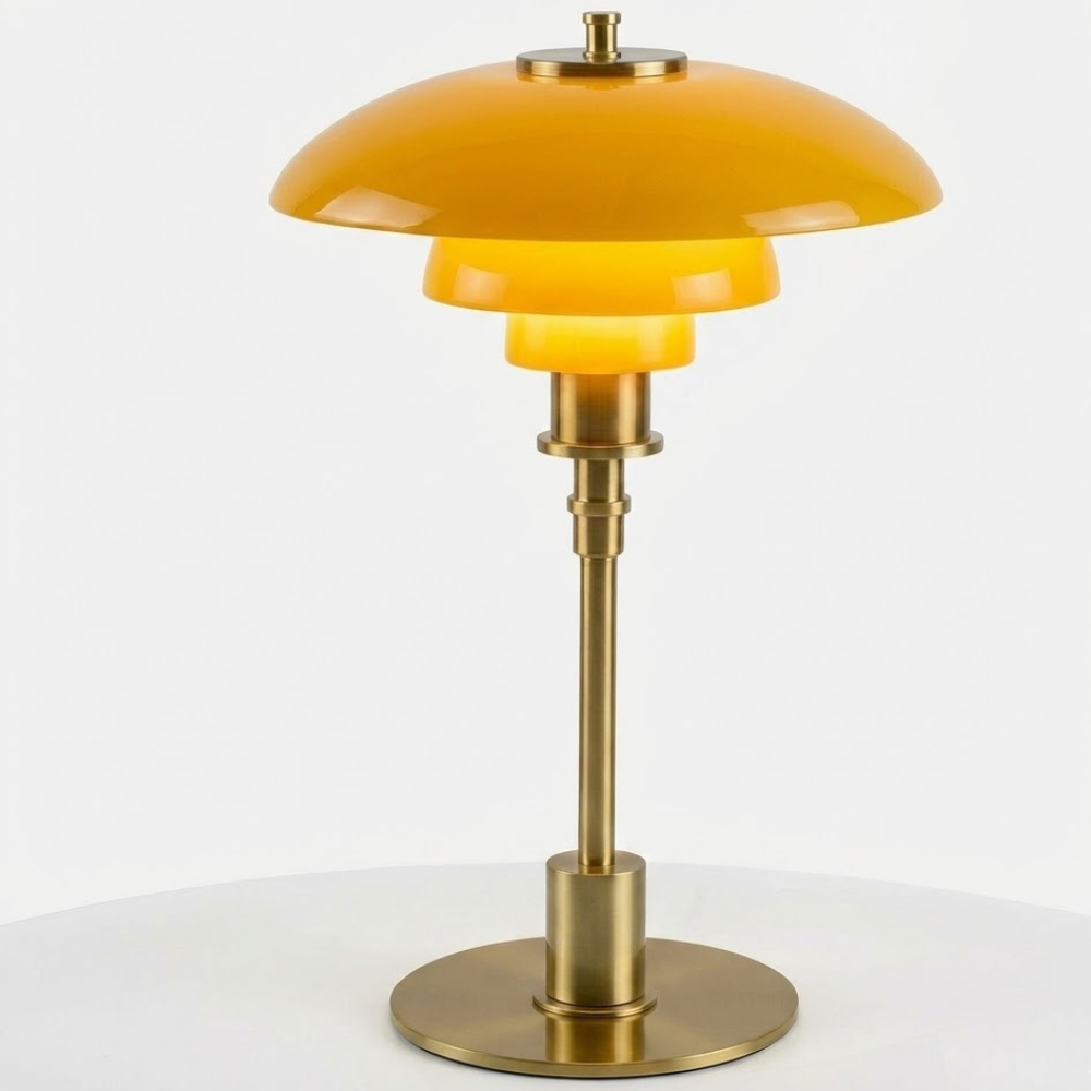 Layered Shade Table Lamp – Metal & Acrylic Desk Light, Warm White, Modern Retro Design